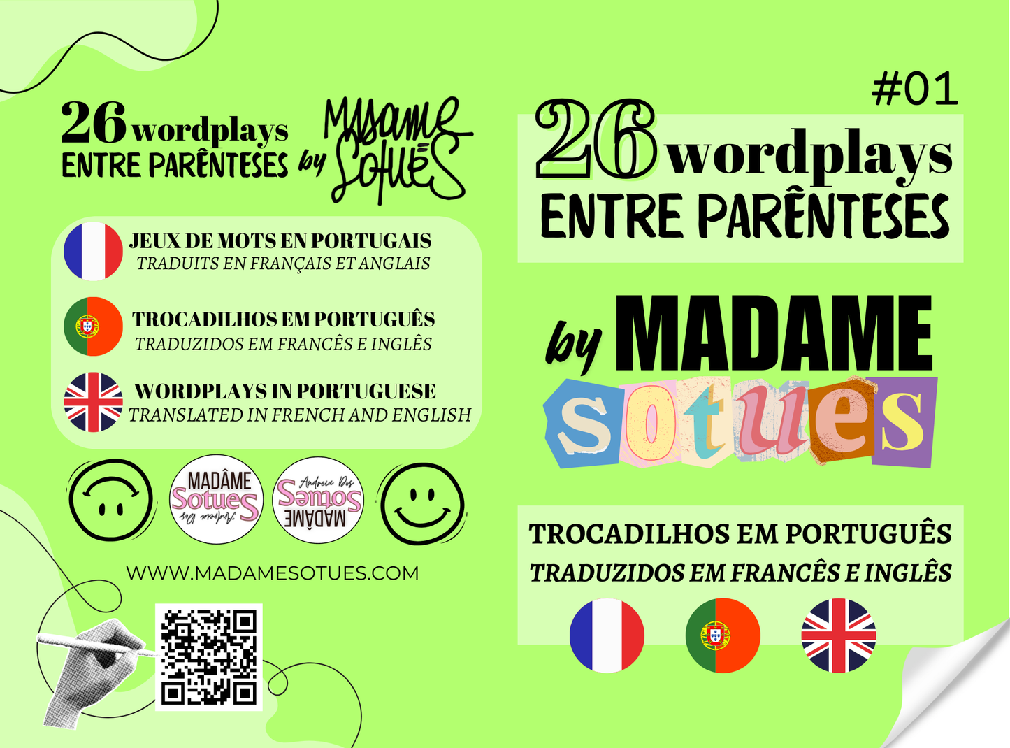 26 Wordplays entre Parênteses - traduzido em francês e inglês - #01-PT (Formato A5)