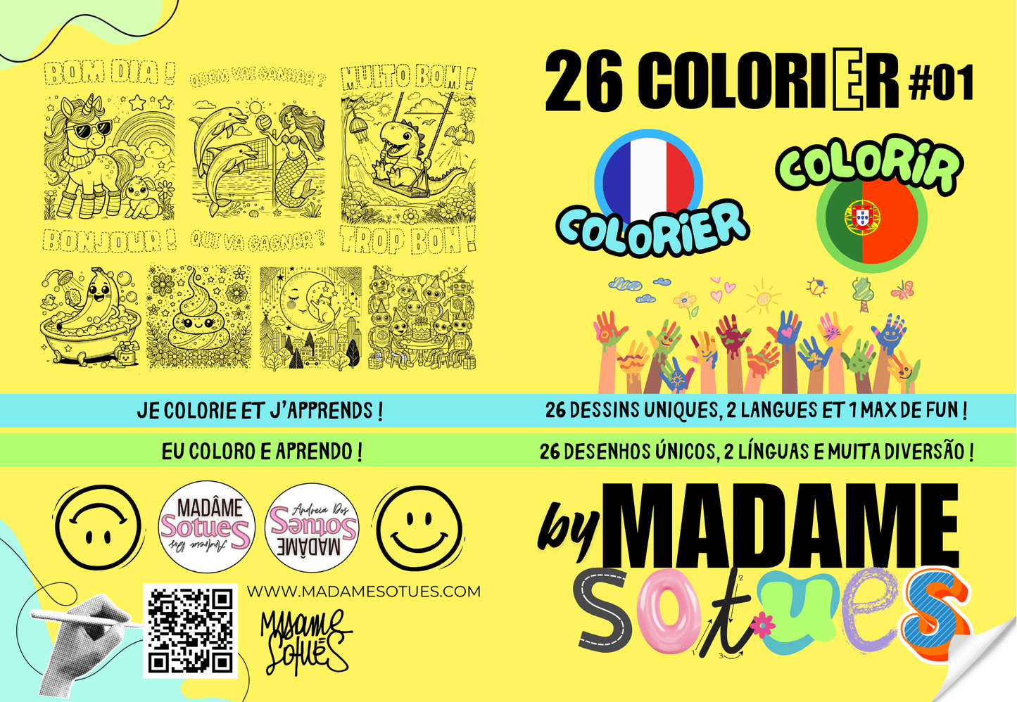 26 Colori(e)r" #01 – Um livro, duas línguas, mil cores de imaginação! (Formato : A4)