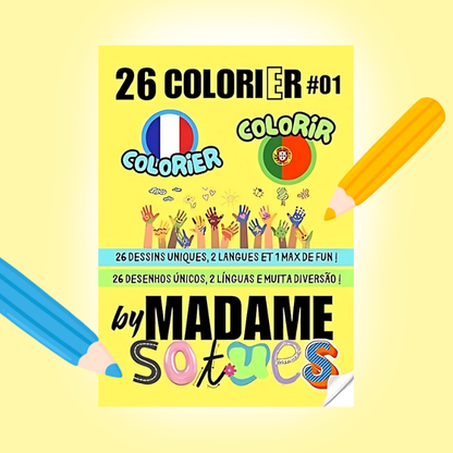 26 Colori(e)r" #01 – Um livro, duas línguas, mil cores de imaginação! (Formato : A4)